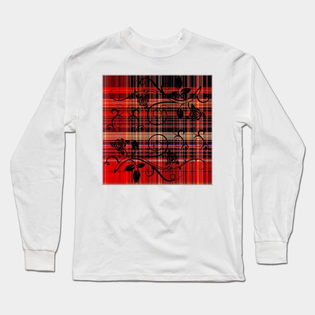 Tendrils on Tartan Long Sleeve T-Shirt by DANAROPER